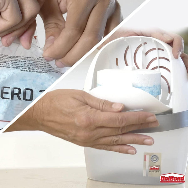 Unibond AERO 360° Moisture Absorber Neutral Refill Tab, Ultra-Absorbent and Odour-Neutralising, for AERO 360° Dehumidifier, Condensation Absorbers, (4 X 450G)