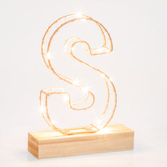 Light Up Letter | LED Alphabet Wire Frame Letter Lights | Rose Gold Copper Initials | Personalised Lighting | Battery Powered | For The Office Living Room Bedroom | Gift For Her