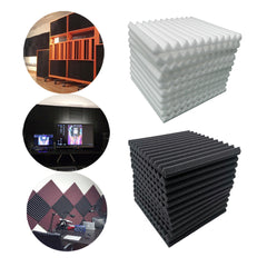 12pcs High-Density Studio Soundproofing Panels Speaker Isolation Pads Foam Mats Recording Soundproofing Materials. Suitable for Home Theater/Studio/Office, Black/White, Dimensions 30 X 30 X 2.5cm