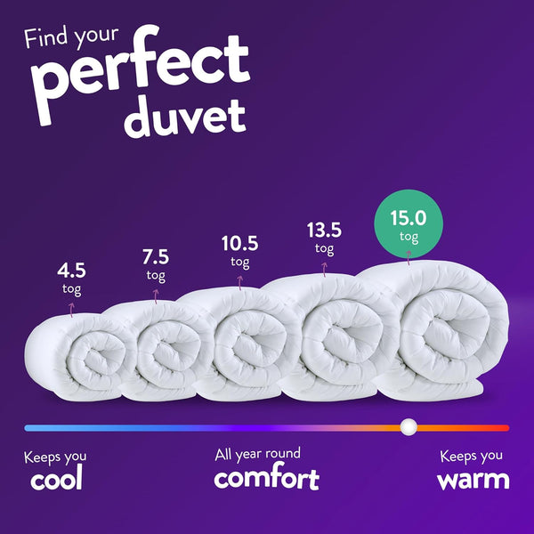 Slumberdown Chilly Nights 15 Tog Double Duvet - Extra Warm, Thick & Cosy Winter Quilt for Cold Nights | Uk-Made, Soft Touch Cover, Non-Allergenic & Washable (200 X 200Cm)