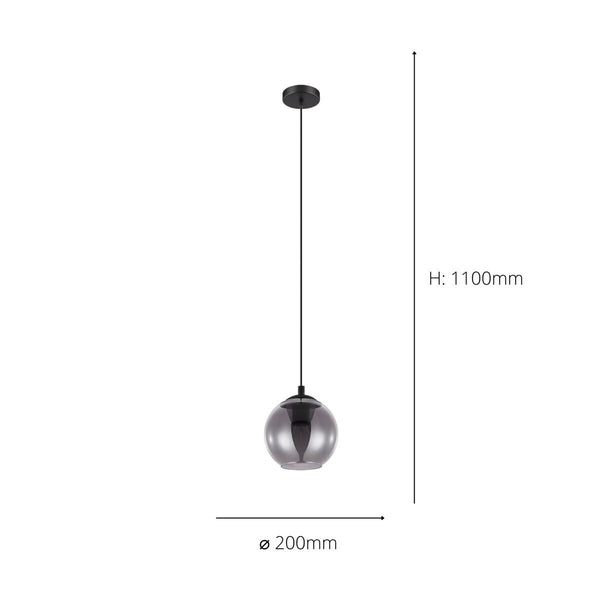 Eglo Ariscani 1 Smoked Glass Ball Light Pendant