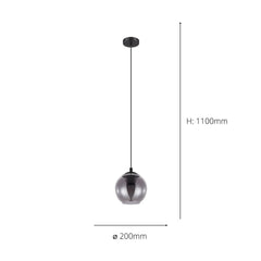 Eglo Ariscani 1 Smoked Glass Ball Light Pendant