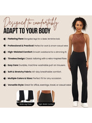 Ladies Flared Trousers Stretch Fit Comfort Fit High-Waisted Flared Pants Suitable For Nurses, Carers, Teachers, School Uniform, Yoga, Travel, Casual, Office Wear