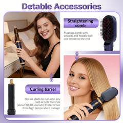 5-in-1 Hair Dryer Brush & Hot Air Brush for Fine Hair – Ionic Ceramic Curling & Straightening Styler with 3 Heat Settings, Auto Shut-Off, Salon-Quality Volumizing & Anti-Frizz – Perfect for Busy Mornings, Travel & Home Use. Great Gift for Women, Mum, Wife