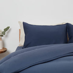 Panda Bamboo & French Linen Navy Duvet Cover Set in 3 Sizes