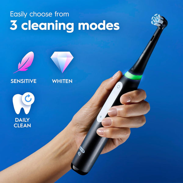 Oral-B Io3 Electric Toothbrush, 2 Toothbrush Heads, Pressure Sensor, Toothbrush for Adults with Travel Case, Gift Ideas for Him/Her, Matt Black, UK 2 Pin Plug