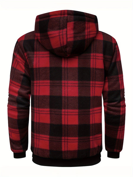 Jacket for Men Heavyweight Fleece Hoodies Thick Sherpa Lined Flannel Plaid Shirt Jacket