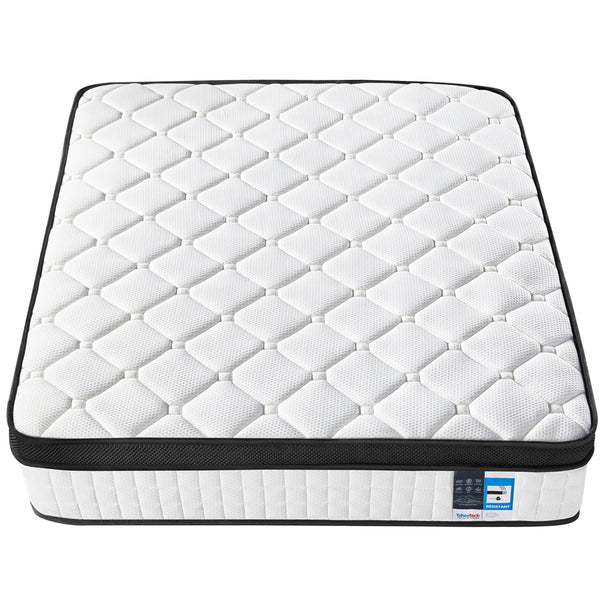Costoffs Bed Mattress, Single/Double Bed Mattress Memory Foam and Pocket Spring Hybrid Mattress with 3D Breathable Fabric, Medium Soft to Medium Firm Support Mattress, Roll-Up Packaging for Bedroom, White