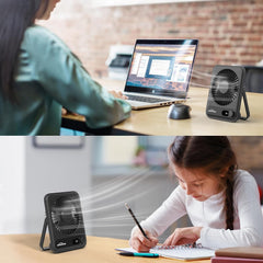 WHATOOK Mini Desk Fan USB: 2000Mah Rechargeable Ultra Quiet 1-100 Speeds Desktop Fans with LED Display, 3-10H Runtime, Child-Safe Grille Cooling Small Portable Table Fan for Home, Office & Travel