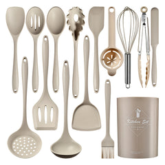 Kitchen Utensils Set Silicone & Stainless Steel Cooking Nonstick Spatula Tools