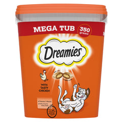 4 x 350g Dreamies Adult Cat Treats Mega Tubs Chicken Cat Biscuits (1.4kg)