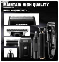 WEEME 4pcs 3pcs 2pcs 1pc Black Golden Hair Clippers For Men Professional, Beard Trimmer Kit, Cordless Clippers And Trimmers Set, Electric Razor Shavers And Nose Trimmer, Mens Grooming Kit For Barber, Valentines Day Christmas Gifts For Him