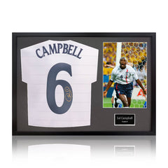 Sol Campbell Signed Framed England Football Shirt Including 1 Photo in 2 Options: White or Black Mount