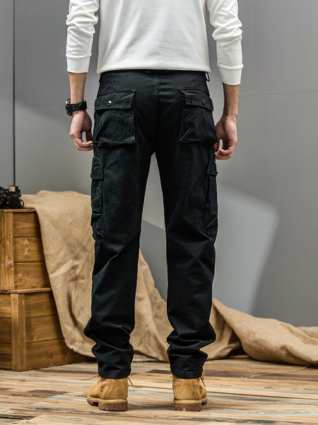Men's Casual Cargo Pants, Multi-pocket, All-season American Street Style Loose Straight-leg Pants,  Blend, Machine Washable, Suitable for Casual Wear, Practical Workwear, Leisure Cargo Design, for Daily Outings and Travel