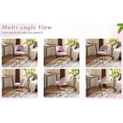 Office Chair Velvet Fabric Swivel Computer Desk Chair Comfy Armless Vanity Task Chair With Adjustable Height, Ergonomic Chair for Home Bedroom (Delicate Lilac)