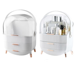 Jewelry Storage Box, White Makeup Organiser Storage Box with 2 Drawers, 25*18.5*37cm Cosmetic Organiser, Large Capacity Multi-Function Make Up Case with Clear Lid, Jewelry Display Case, Cosmetics Storage Box Suitable for Necklace, Bracelet, Watch, Earring