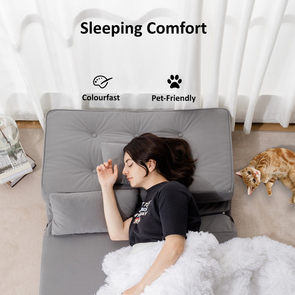 Folding Sofa Bed Adjustable Lazy Tatami Sofa Convertible Floor Couch 5 Levels Adjustable Backrest Lounge Chaise for Living Room Bedroom Guest Room