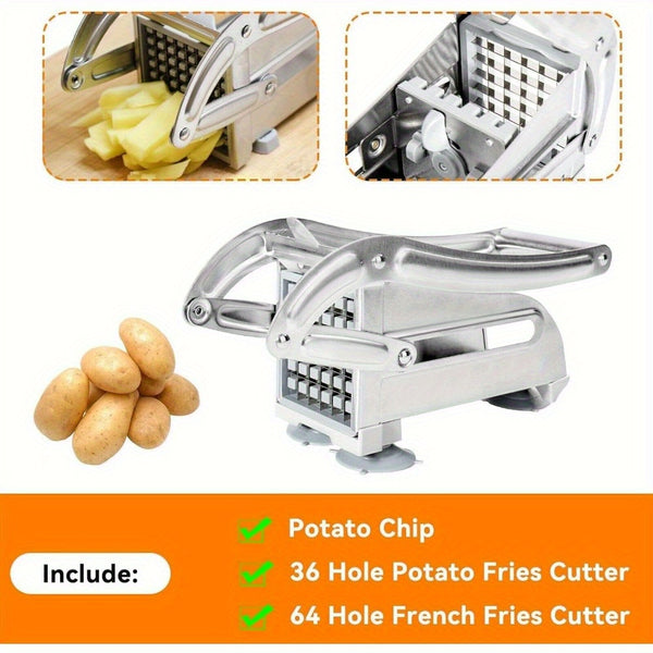 Potato Chipper Chip Chopper Cutter Slicer Maker 2 Stainless Steel Sharp 36/ 64 Holes French Fry Easily Removable