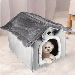 Portable Pet House Measuring 40*38*35CM, Suitable for Dogs And Cats. It Features a Removable Cushion, Making It a Warm And Cozy Cave for Puppies. This Washable, Foldable, And Soft Cube Design Offers Comfort And Multifunctionality for Your Pets