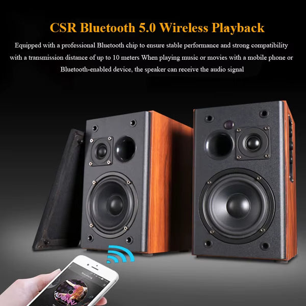 CHA2HIFI Active Speakers Wireless Bluetooth 30W*2 Output Power Bookshelf Active Computer Speakers Digital Coaxial and USB Inputs
