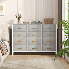 12 Canvas Chest Of Drawers Narrow Fabric Cabinet, Space-Saving Storage Organizer For Bedroom Living Room Office Sturdy Frame Chest Of Drawers