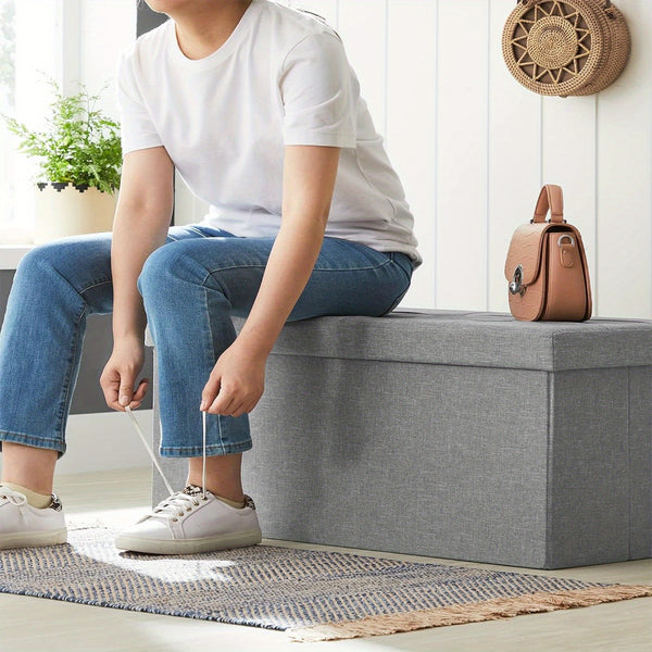 80L Large-Capacity Foldable Storage Stool Is Suitable for Storage Footstool in Living Room, Corridor and Bedroom.