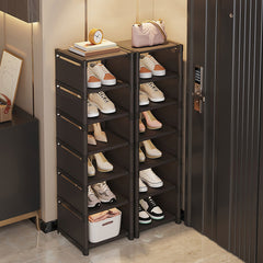 6/ 7/ 8 Tiers Metal Shoe Rack, Vertical Tall Narrow Shoe Rack Sturdy Free Standing Metal Shoe Shelf Storage Organizer, Multifunctional Shoe Cabinet, Space-saving Shoe Stand, Large Capacity Footwear Holder Corner Shoe Storage Rack for Closet Bedroom Entryw
