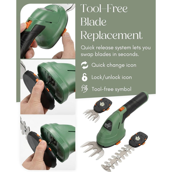 2in1 Cordless Hedge Trimmer & Grass Shear USB Rechargeable Garden Tool