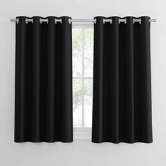 PONY DANCE Grey Blackout Thermal Insulated Curtains for Bedroom, 46 X 54 Inch Short Eyelet Curtains & Drapes, Soft Black Out 2 Panels for Window Living Room/Kitchen