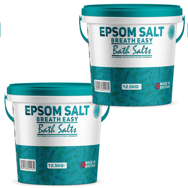 Scented Epsom Bath Salts - Breath Easy with Peppermint, Eucalyptus & Rosemary Essential Oils | Magnesium Sulphate | Infused Bath & Foot Soak