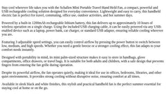 Schallen White Small Powerful Hand Held Travel Fan Mini Portable Handheld Fan USB Rechargeable Battery Powered Electric Travel Cooling Fan Lightweight Personal Pocket Fan with 3 Speed Settings Quiet Operation 1200mAh Long Battery Life Summer Cooling Fan f