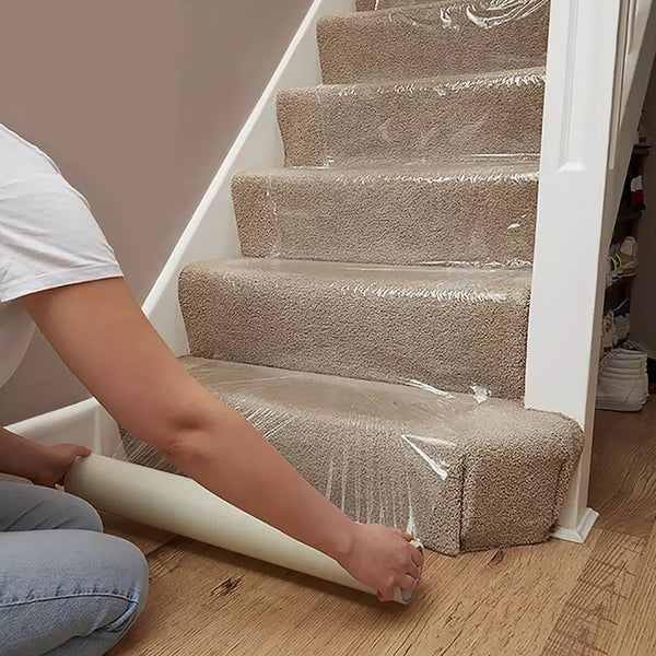 10m/Roll Self Adhesive Clear Carpet Protector Film - Durable Strong PE Carpet Protector Film Cover, Fully Waterproof Dustproof Stair Protector For Carpet, Floor, Wall, Furniture