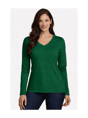 Ladies Womens V Neck Long Sleeve Plain Slim Fit Basic Top Stretchy T-Shirt 8-26