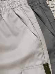 2pcs Men's Cargo Capri Pants with Drawstring Waist, Large Pockets, and Letter Patches for Summer, Fashion Casual Athletic Trousers