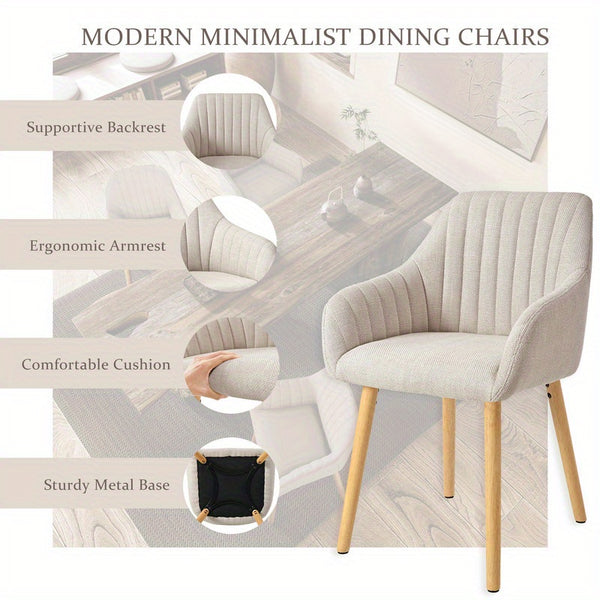 Modern Scandinavian Dining Chairs Suitable for - Ergonomic Armrests & Padded Seats with Cushioned Backrest, Soft /Upholstery & Sturdy Legs - - Modern Chairs, for, or for Company Events (Assembly Required)