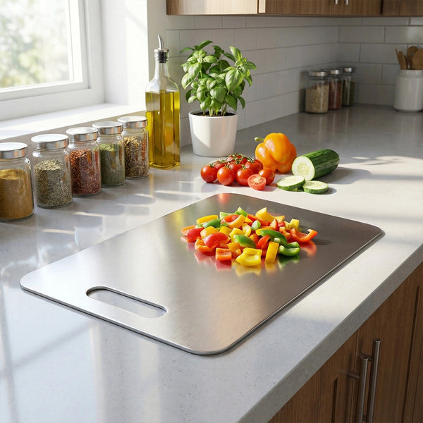 Stainless Steel Thawing Cutting Board, Double-Sided Thickened Kitchen Chopping Board for Household and Catering Use, 201 Stainless Steel, 34×23×1cm
