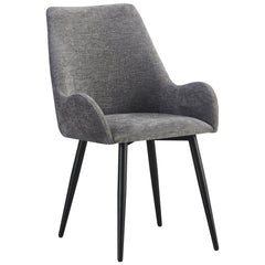 MOF Set of 4 Dining Chairs with Armrests - Mid-Century Upholstered Dining Chairs with Soft Cushioned Seat & Black Metal Legs for Dining Room, Living Room, Kitchen or Vanity Chair