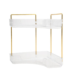 Corner Space Utilization Storage Rack Golden 17.5*12*31.5cm, Square Transparent Two-Tier Bathroom Countertop Rack, Bathroom Shelf, Countertop Storage Organizer