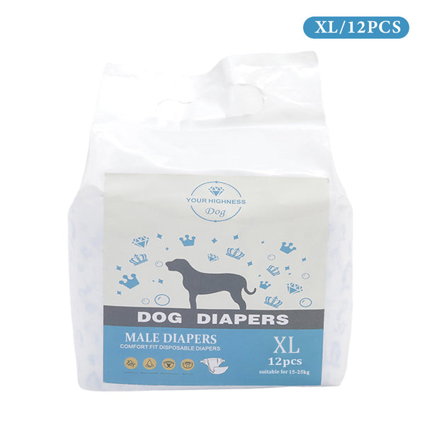 Disposable Dog Nappies Male, Male Dog Wraps, 12pcs Dog Belly Bands, Wetness Indicator, Super Absorbent, Leak-Proof, Incontinence,Stretchy Pants, 4 Size for 3 - 25kg Male Dog