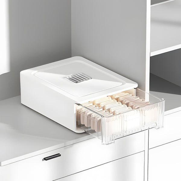 1pc Closet Storage System - Modular Stackable Bin with Dividers, 35x26x12cm Acrylic Organizer for Underwear, Accessories, 3 Styles (Open/12-Section/18-Section)