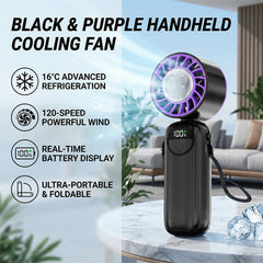 Portable Handheld Fan, 2-in-1 High-Speed Cooling Fan: Built-in Gel Ice Pack for summer, Perfect for Office, Travel & Outdoors