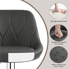 Costoffs Bar Stools Set of 2 Faux Leather Swivel Barstools, Height Adjustable, Modern Bar Chairs with Ergonomic Backrest, Cushioned Seat, Chrome Footrest for Home Kitchen Island Bar Counter, Dark Grey/Black/Retro Brown/White/Light Grey