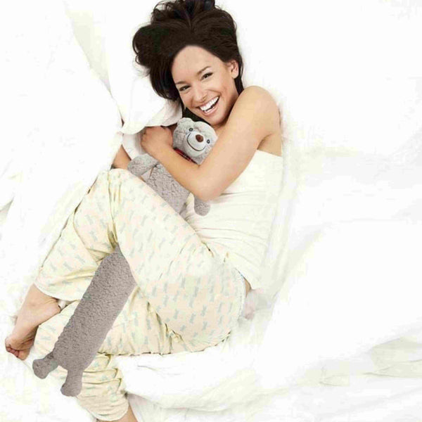 ADEPTNA Extra Long Hot Water Bottle with Sherpa Animal Character - Soft Plush Faux Fur Cover - Comfortable, Safe, Anti-Leak - Body Hot Water Bottle for Neck and Shoulder, Back, Legs, Waist