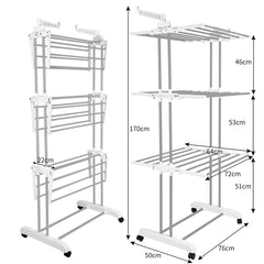 Foldable Extra Large Clothes Drying Rack 4 Tier For Indoor Outdoor Laundry Room Laundry Garment Dryer Stand Adjustable Rolling Laundry