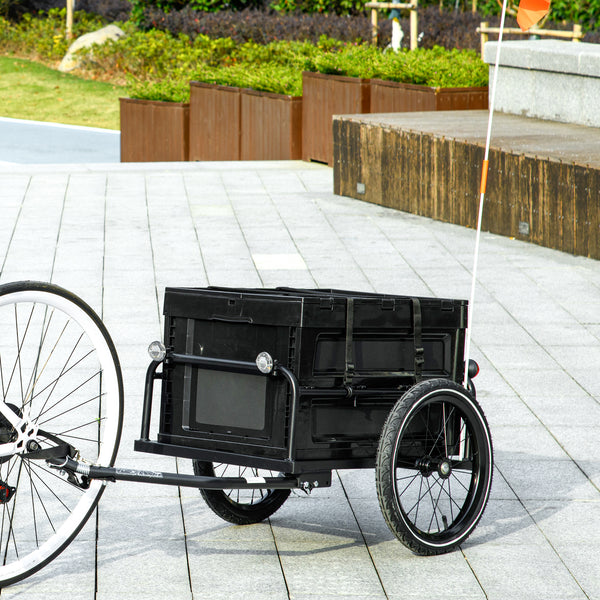 Bicycle Cargo Trailer with 65L Foldable Storage Box and Safe Reflectors