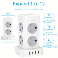 Cube Extension Lead with 8Outlets Power Stirps with 5 M Cable 4 USB