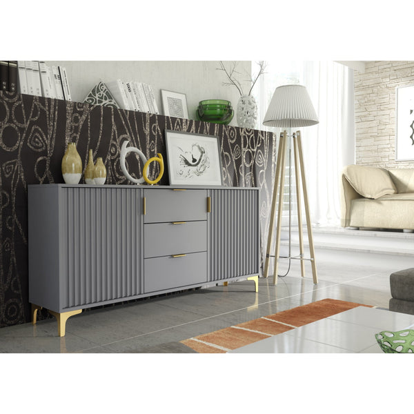 Tide Crest 140cm Modern Sideboard with Gold Accents and Storage