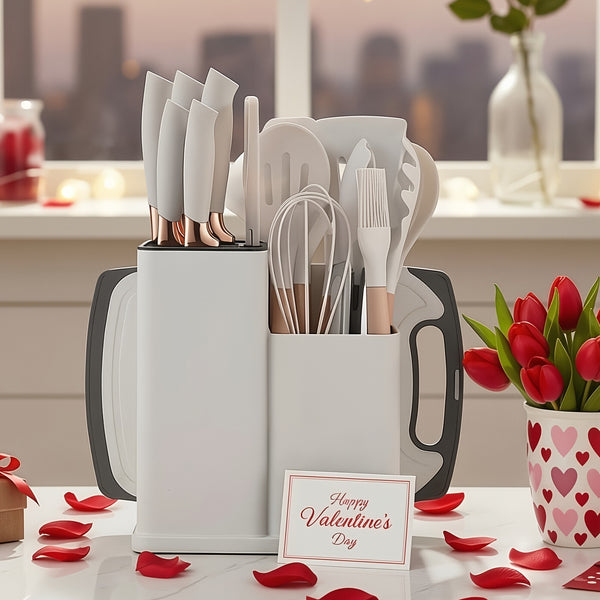 Silicone Kitchen Utensils Set | Heat Resistant And, Suitable For Non Stick Pans, Stainless Steel Cutting Tools, Small Kitchen Tools, Ideal Holiday Gift 17+2 Sets Of Food Grade Silicone Cooking Combinations
