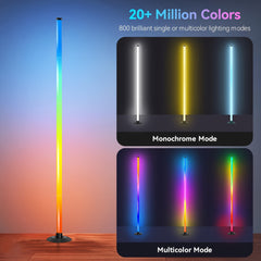 Smart LED Floor Lamp RGBICB Mood Ambient Light Modern Minimalist Backlight with Dual Control via App/Remote | Home Office Decorative Bedside Lamp for Gaming Room, Study, Holiday Birthday Gift, Halloween Christmas Decoration