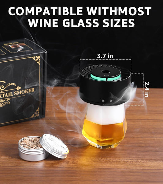 Electric Whiskey Smoker Kit with LED Light,6 Wood Chip Flavor,No Butane Needed,Rechargeable Cocktail, Old Fashioned Smoker Kit,Bar Set Accessories Gifts for Men,Dad, Husband, Birthday